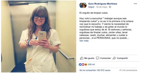 «Orgullosa de limpiar culos»: la carta de una auxiliar de enfermería se vuelve viral