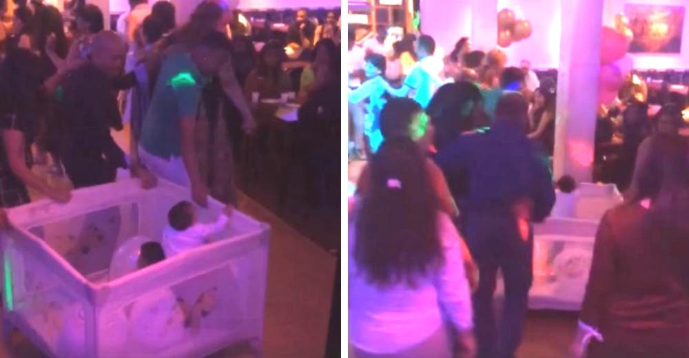 El polémico vídeo de 2 bebés que asistieron con su padre a una fiesta nocturna