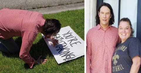 Keanu Reeves se toma unos minutos para dejar una dulce nota en la casa de una de sus seguidoras