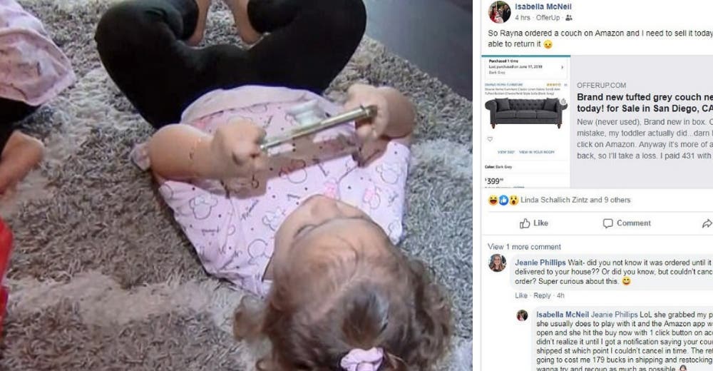 Recibe un sofá comprado en Amazon por su hija de 2 años sin que se diera cuenta