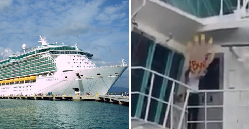 Desde un barco se burlan de una pareja que no pudo abordar el crucero por llegar tarde