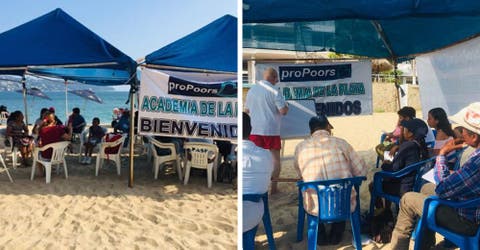 Se conmueve tanto que reúne a los humildes vendedores de una playa para enseñarles a leer