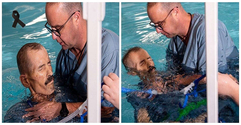 Lo sumergen en una piscina justo antes de morir para ofrecerle paz cumpliendo su último deseo