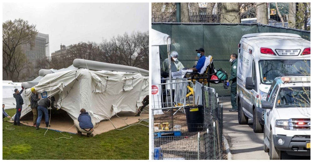 El emblemático Central Park se convierte en un hospital de campaña con imágenes desoladoras