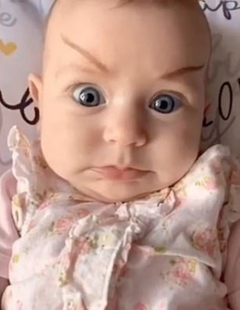 Amusing Photo Series Mother Draws Eyebrows On 2 Month Old Baby For