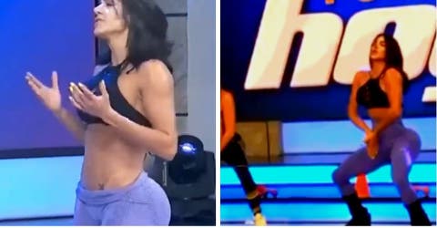 Muestra su rutina de sentadillas en un programa de televisión y es señalada en las redes