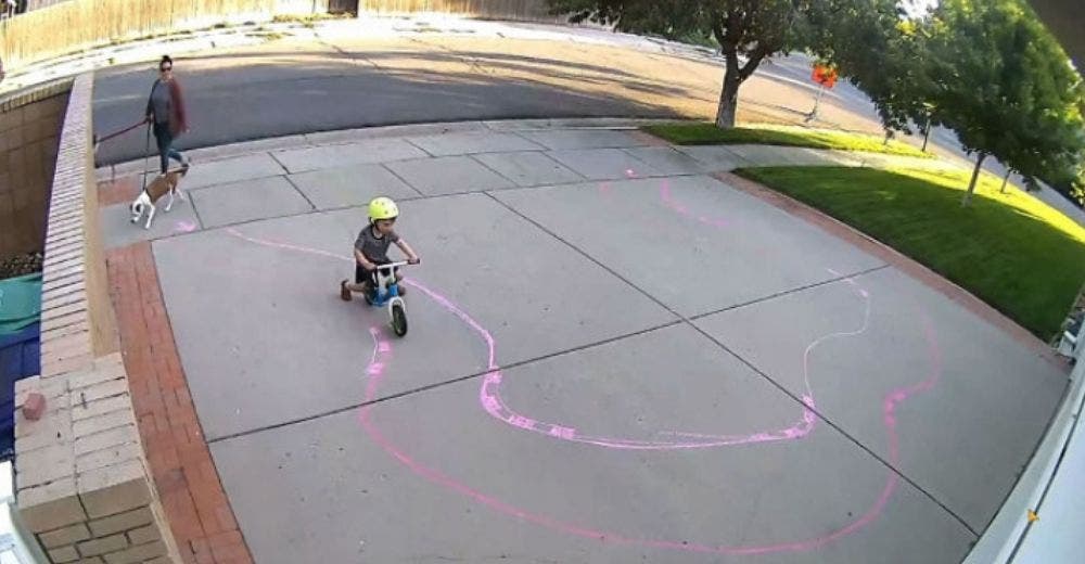 La cámara de seguridad graba lo que hizo en la entrada de su casa donde pasean los niños