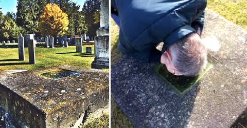 La tumba con ventana y una campana desconcierta a todos en el cementerio