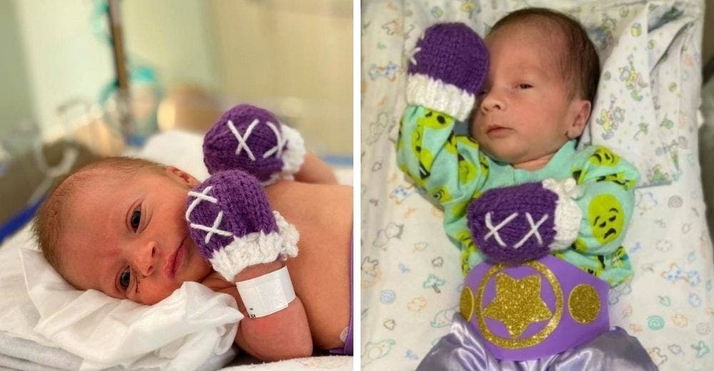 Visten a los bebés prematuros con trajes de boxeadores para homenajearlos