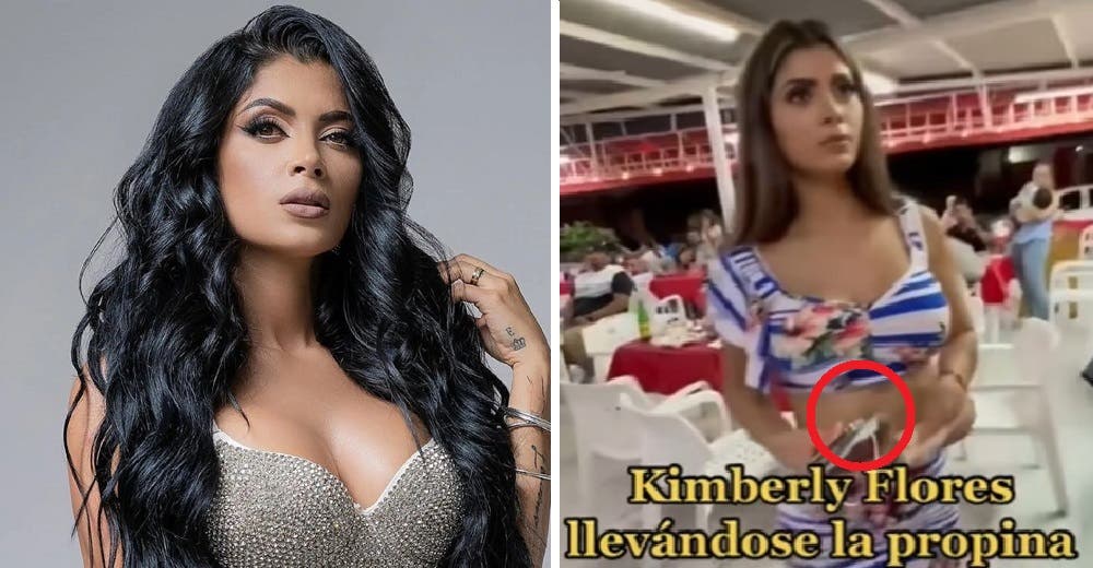 Sorprenden a Kimberly Flores robándose la propina que su esposo había dejado a un humilde mesero