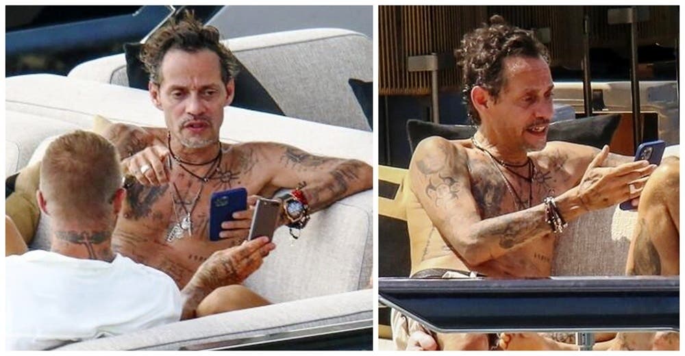 Marc Anthony aparece extremadamente delgado y demacrado paseando en yate con David Beckham